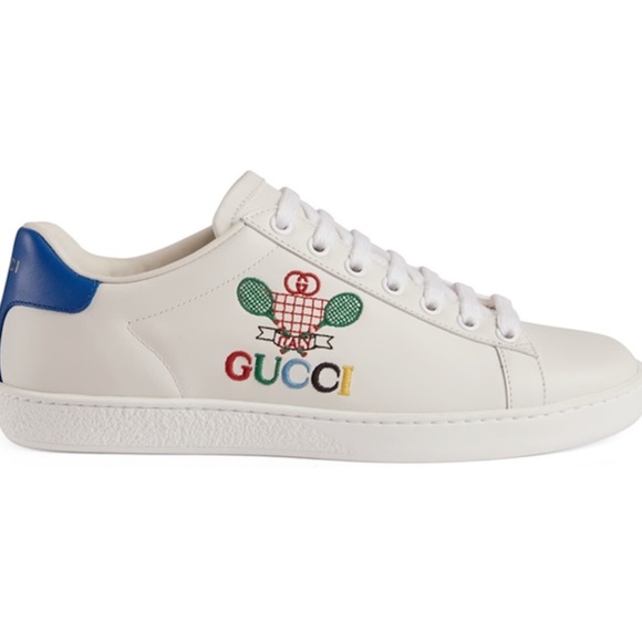 New Authentic GUCCI New Ace Embroidered Tennis Sneaker - Picture 2 of 12